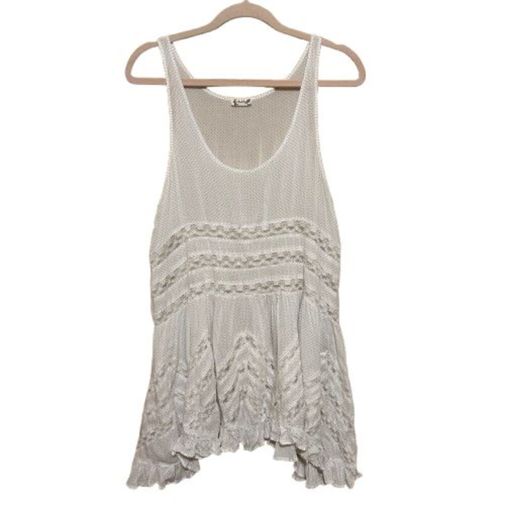 Intimately Free People Voile Trapeze Slip Dress Womens Medium White Polka Dot - Picture 2 of 9